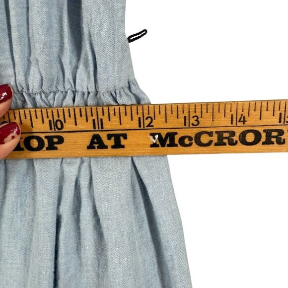 Vintage Blue Womens Peasant Dress 9/10 Denim Tiered Boho Cap Sleeve Maxi As Is - Picture 8 of 10